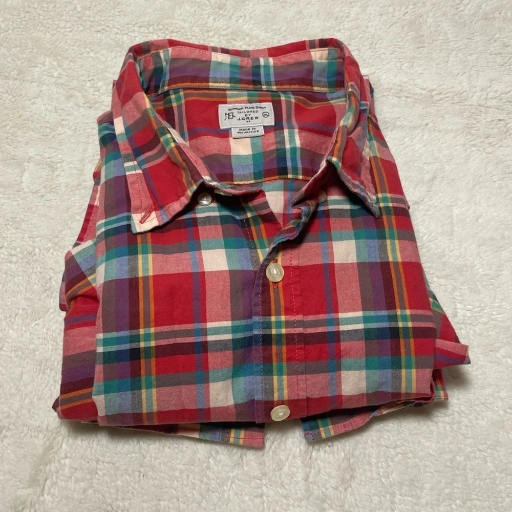 J. Crew Red and Green Plaid Casual Shirt